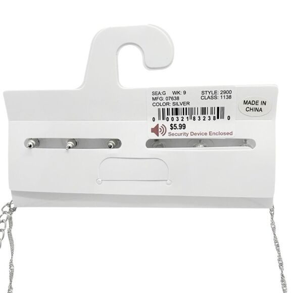 JL❤️ 6 Pairs Pierced Earrings and Cross Necklace Silver Color Style 2900 Cl 1138 - Picture 4 of 4